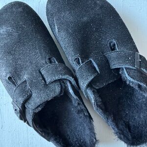 Black Suede Lined Birkenstocks